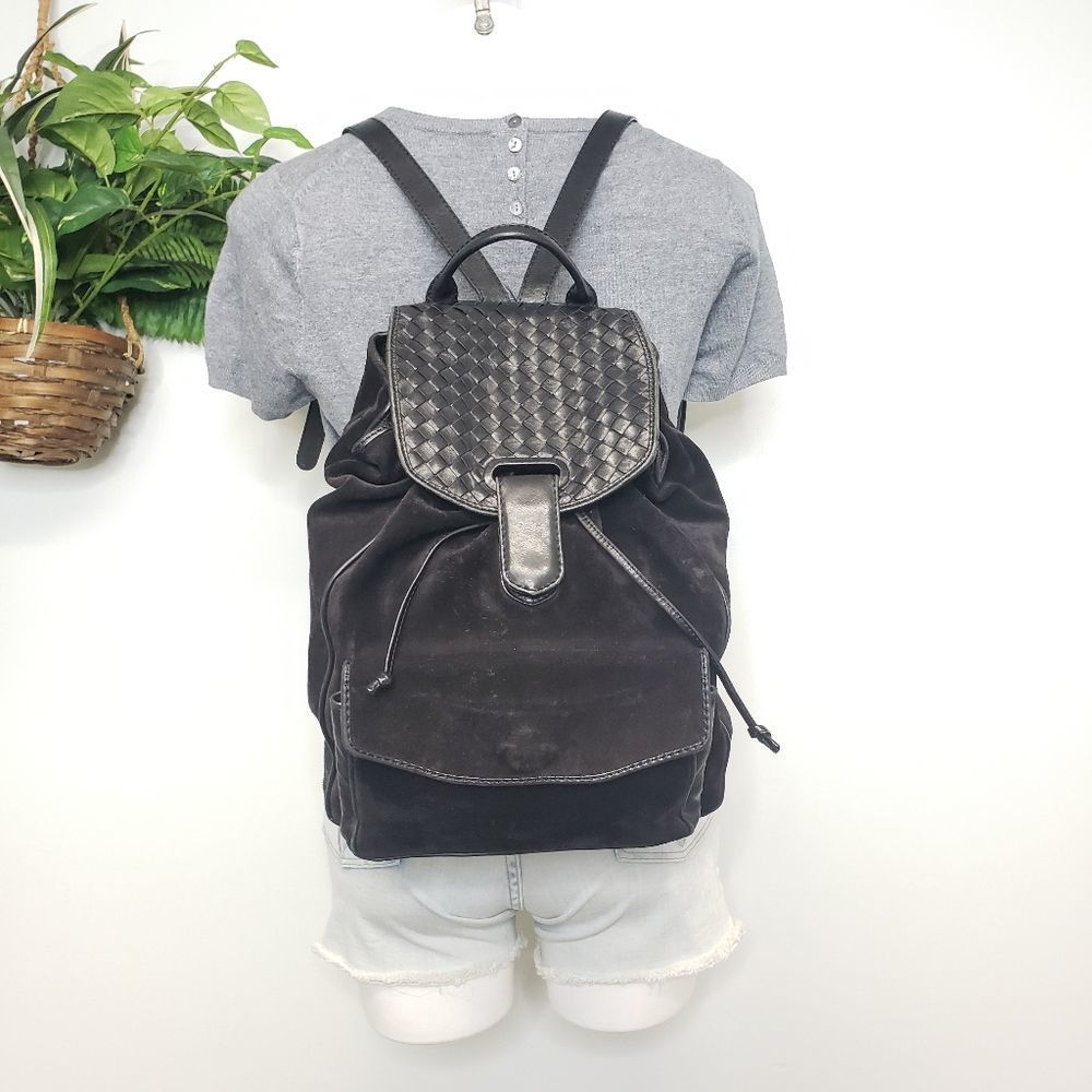 Vintage Bottega Veneta Intrecciato Leather and Suede Backpack Large Purse